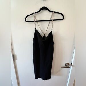 Black cowl neck slip dress